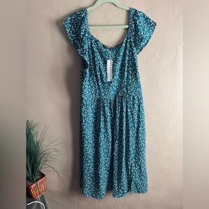 BloomChic Teal Floral Midi Dress